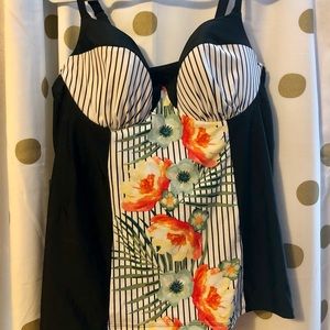 Lane Bryant Cacique Tankini Top-NWOT Stripes